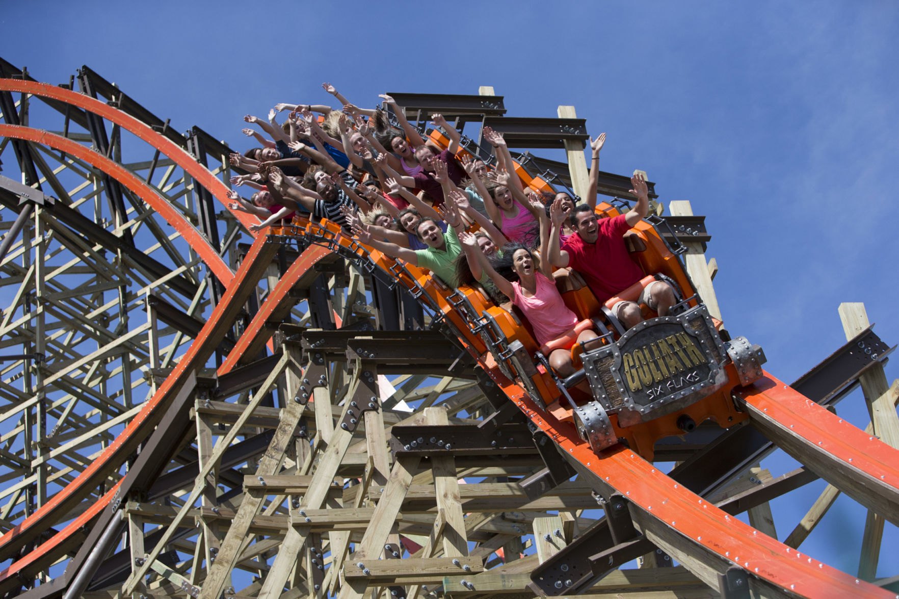 Six Flags Goliath coaster riders